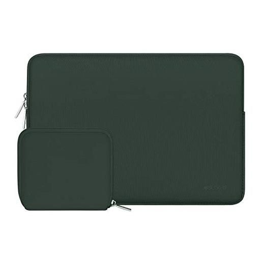 MOSISO laptop sleeve compatibile con mac. Book pro 16 2023-2019 m3 a2991 m2 a2780 m1 a2485 a2141/pro retina 15 a1398, 15-15,6 pollici notebook, neoprene borsa custodia con piccolo case, midnight green