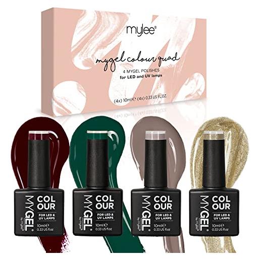 MYLEE my. Gel by MYLEE festive favorites set smalto per unghie gel semipermanente 4x10ml uv/led nail art manicure pedicure per uso professionale e domestico - lunga durata e facile da usare