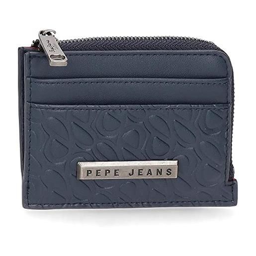 Pepe Jeans essence porta carte di credito blu 11,5 x 8 x 1,5 cm pelle sintetica, blu, porta carte