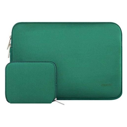 MOSISO laptop sleeve compatibile con mac. Book pro 16 2023-2019 m3 a2991 m2 a2780 m1 a2485 a2141/pro retina 15 a1398, 15-15,6 pollici notebook, neoprene borsa custodia con piccolo case, verde pavone