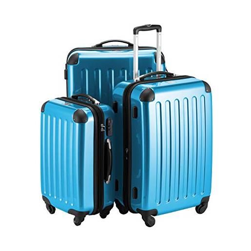 Hauptstadtkoffer - alex - set di 3 valigie (s, m & l), 235 litri, colore blu ciano