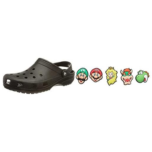 Crocs classic clog unisex - adulto sabot, zoccoli, rosso (pepper 6en), 38/39 eu super mario 5 pack shoe charms, multicolor, one size