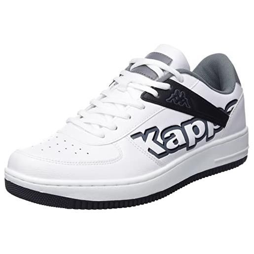 Kappa bash fo, scarpe da ginnastica unisex-adulto, bianco nero, 42 eu