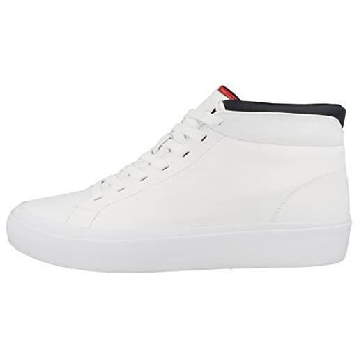 Tommy Hilfiger sneaker uomo prep vulc high leather, bianco (white), 46 eu