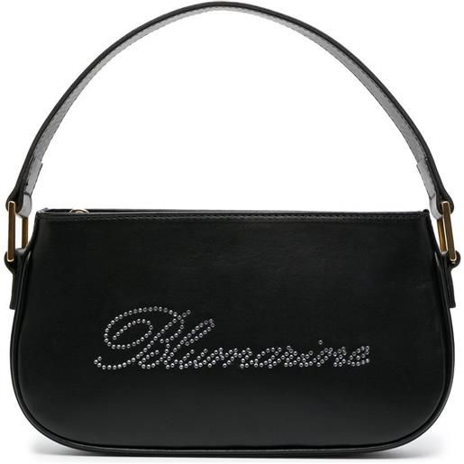 Blumarine borsa a spalla con strass - nero