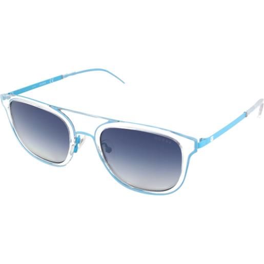 Guess gu6981 90w | occhiali da sole graduati o non graduati | prova online | unisex | plastica | quadrati | trasparente, blu | adrialenti