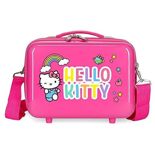 Hello Kitty you are cute borsa da toilette in abs adattabile, 29x21x15 cms, rosa