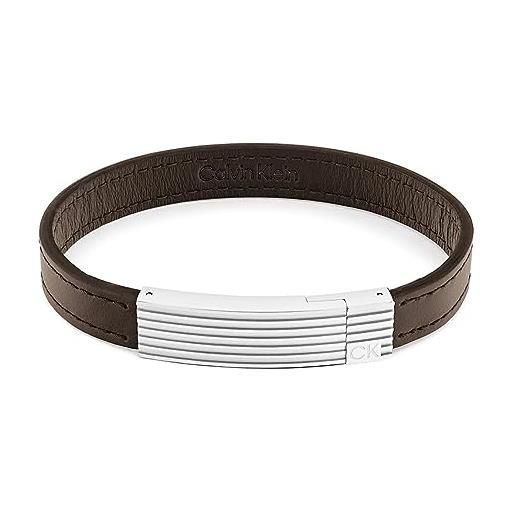 Calvin Klein braccialetto in pelle da uomo collezione circuit marrone - 35000268
