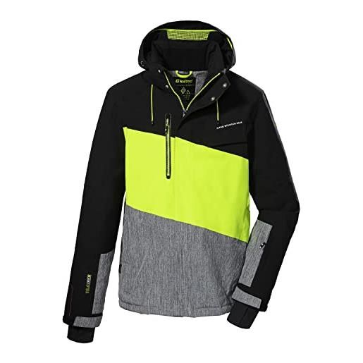 Killtec men's giacca da sci/giacca funzionale con cappuccio staccabile con zip e paraneve ksw 48 mn ski jckt, black, m, 38702-000