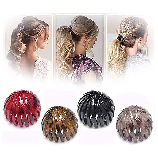 Nihexo fashion retro leopard print hairstyle headbands, bird's nest hair bands, expandable ponytail holder clip, vintage geometric hair bands, ponytail hairpin curling iron