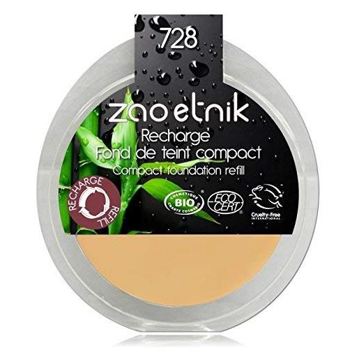 ZAO essence of nature zao refill compact foundation 728 brillante ocra chiaro beige giallo compatto trucco di crescita (primer) (bio, vegan, cosmetici naturali) 111728
