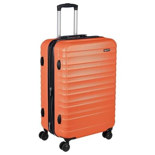 Amazon Basics - valigia trolley rigido con rotelle girevoli, 68 cm, arancione