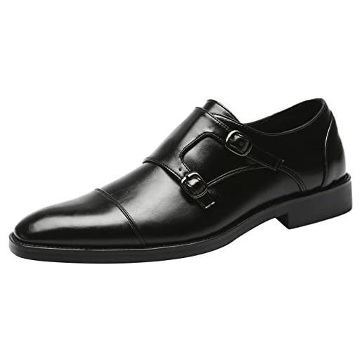 ANUFER signore inteligente punta a punta formale doppia fibbia scarpe eleganti da monaco borgogna sn070533 eu46