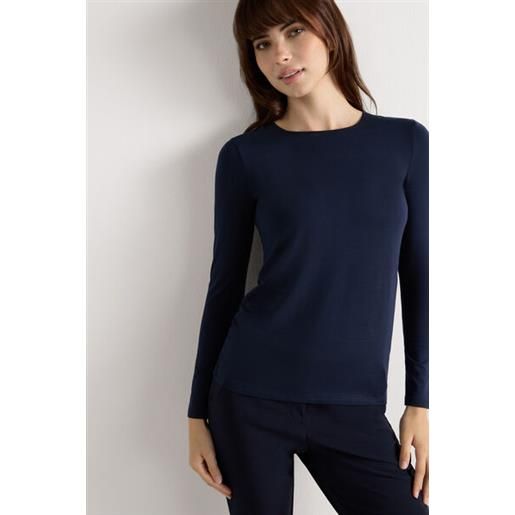 Intimissimi maglia manica lunga scollo a girocollo in micromodal blu