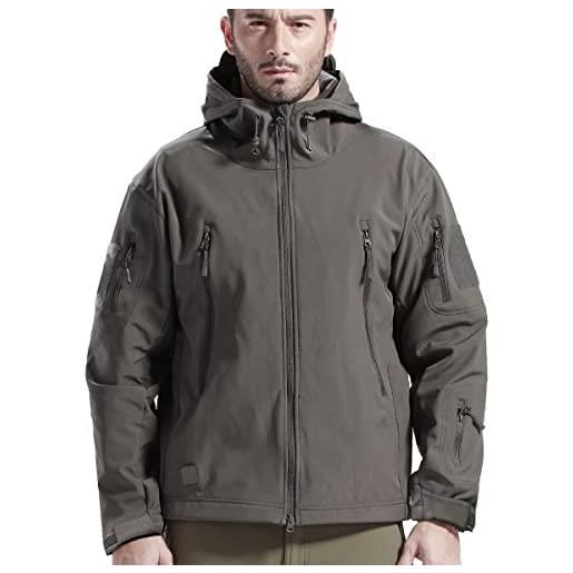FREE SOLDIER giacche militari softshell da uomo fodera in pile da esterno giacca antivento impermeabile con cappuccio giacche tattiche calde multitasche per escursioni di caccia (nero, xl)