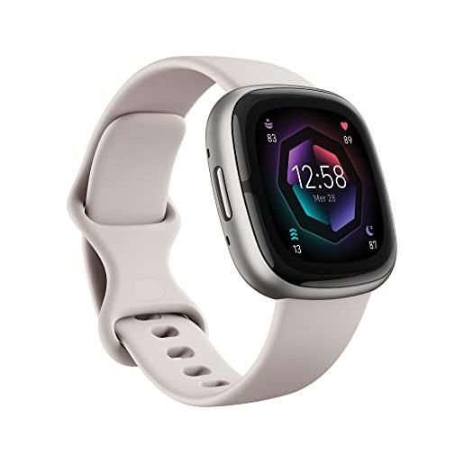 Fitbit sense 2 smartwatch unisex-adulto, bianco lunare, ‎4.03 x 4.03 x 1.12 cm, single