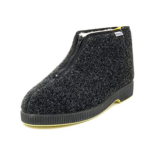 EMANUELA 565 granito nero pantofola uomo made in italy lavabile in lavatrice a 30 gradi fodera agnellata di vera lana nero 40