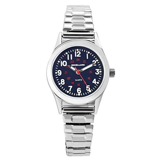 Excellanc orologio da donna in acciaio inox analogico 1700025, colore argento, blu scuro