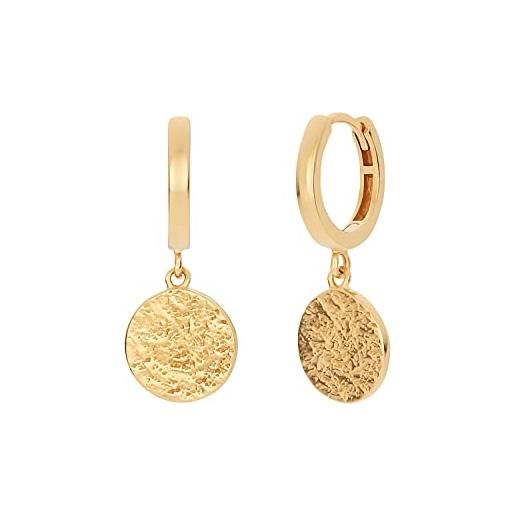 Noelani creoles 925 gioielli all'orecchio da donna in argento sterling, 2.4 cm, oro, in confezione regalo, 2030122