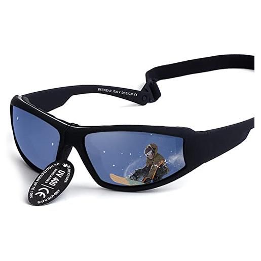 Queerelele 1 pezzo maschera da sci occhiali da neve con protezione uv, occhiali da snowboard antivento anti fog protezione uv400, ampio angolo di visione, per a snowboard, motocross e altri sport invernali