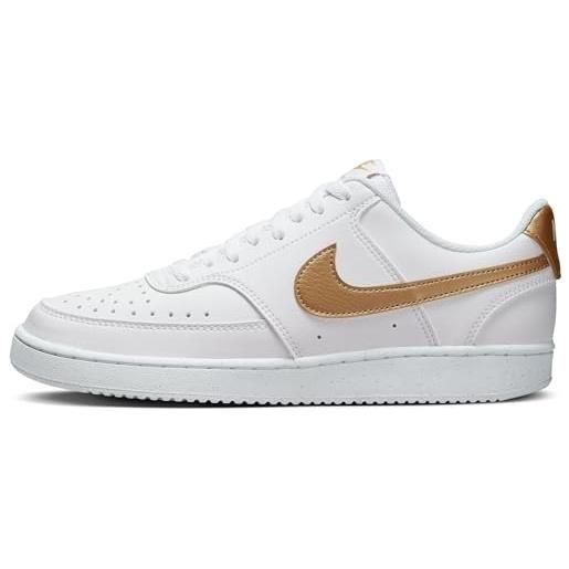 Nike court vision low next nature, scarpe donna, bianco white metallic gold white, 40.5 eu