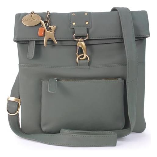 Catwalk Collection Handbags - vera pelle - borse a tracolla/borsa a mano/messenger/borsetta donna - con ciondolo a forma di gatto - dispatch - rosso
