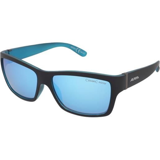 Alpina kacey black matt blue/blue mirror | occhiali da sole graduati o non graduati | unisex | plastica | rettangolari | nero | adrialenti