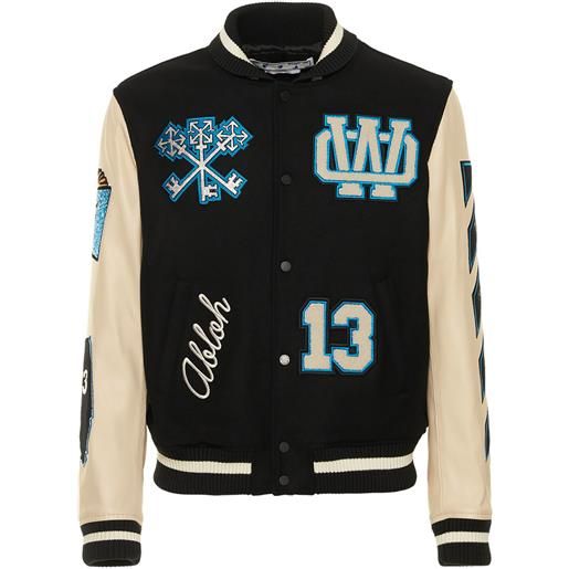 OFF-WHITE giacca varsity crystals in pelle