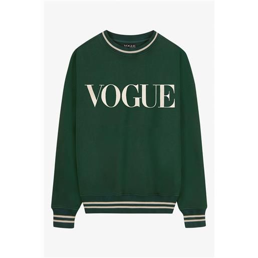 VOGUE Collection felpa vogue retro sports verde con logo ricamato bianco