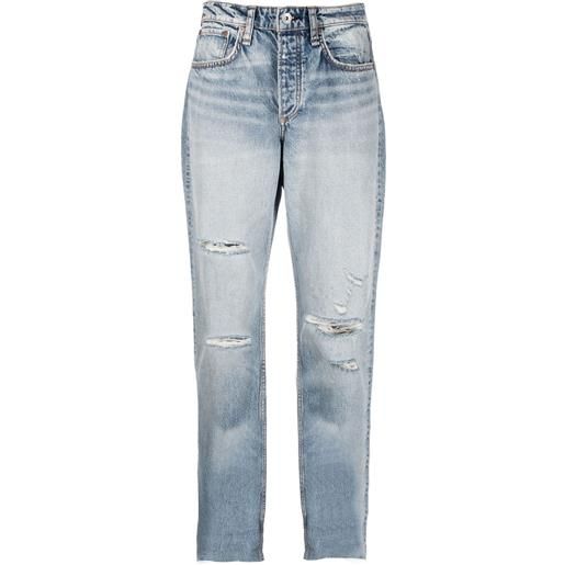 rag & bone jeans crop con effetto vissuto - blu