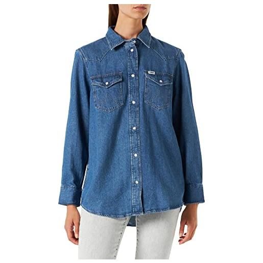 Wrangler heritage shirt camicia di jeans, light indaco, small womens
