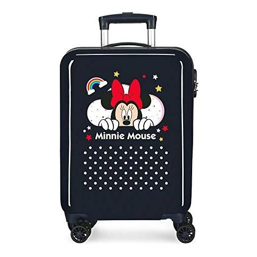 Disney minnie rainbow - valigia da cabina blu 37 x 55 x 20 cm rigida abs chiusura a combinazione laterale 34 l 2,66 kg 4 ruote doppie bagaglio a mano