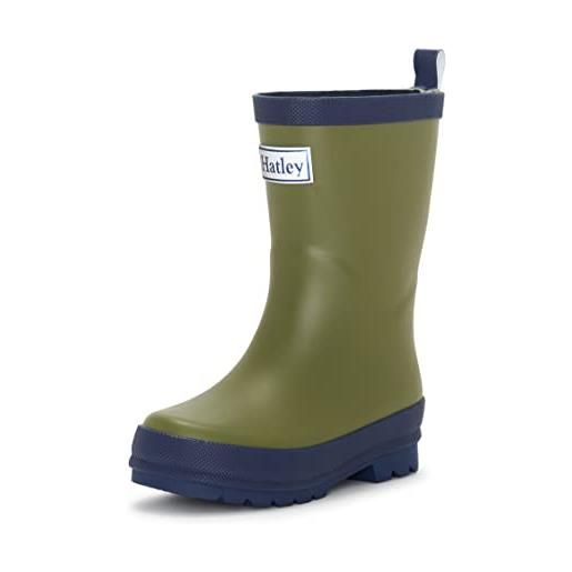 Hatley classic wellington rain boots gummistiefel, barca della pioggia unisex-bambini, forest green, 22 eu