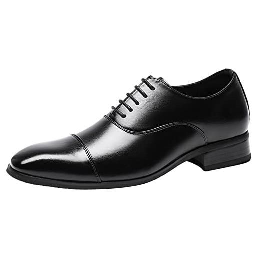 ANUFER uomini formale affare scarpe da sera di bell'aspetto oxford con punta a punta pelle in microfibra scarpe da sposa nero sn070406 eu39