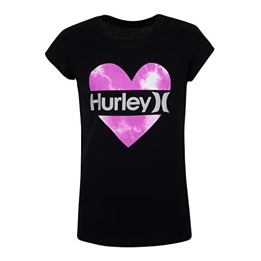 Hurley hrlg split heart tee maglietta, nero, 6 años bambine e ragazze