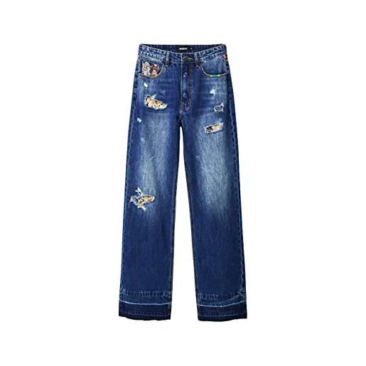 Desigual denim_xenia, 5053 denim medium wash, jeans da donna, blue, 42