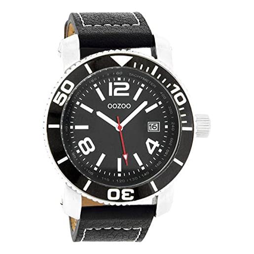 Oozoo orologio da polso xl con cinturino in pelle per articoli speciali, outlet a prezzo ridotto, variante 1, c2594 - nero/nero, cinghia