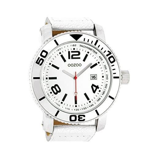 Oozoo orologio da polso xl con cinturino in pelle per articoli speciali, outlet a prezzo ridotto, variante 1, c2586 - argento/argento, cinghia