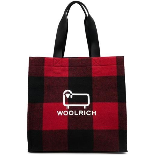 Woolrich borsa tote tartan con stampa - rosso