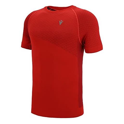 Macron scc ryan t-shirt seamless tomred/dtomred man, maglia running uomo, rosso (red), m