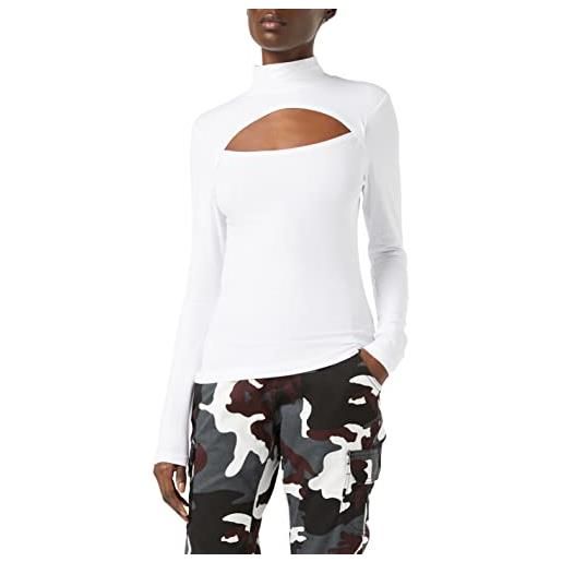 Urban Classics ladies cut-out turtleneck longsleeve, t-shirt donna, bianco, m