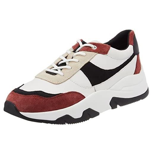 Geox d kristene a, sneakers donna, bianco/rosso (off white/mahogany), 38 eu
