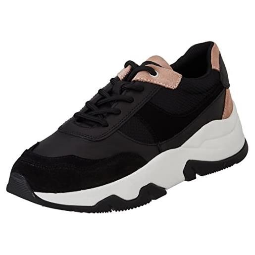 Geox d kristene a, sneakers donna, bianco/rosso (off white/mahogany), 35 eu