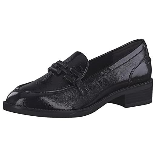 Tamaris donna mocassini, signora pantofole, comfort lining, touchit, scarpe da college, scarpe business, pantofola, black patent, 37 eu