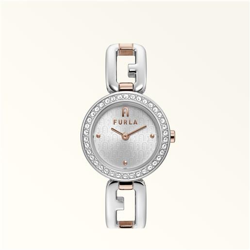 Furla arco chain orologio con cassa tonda color argento argento metallo + strass donna