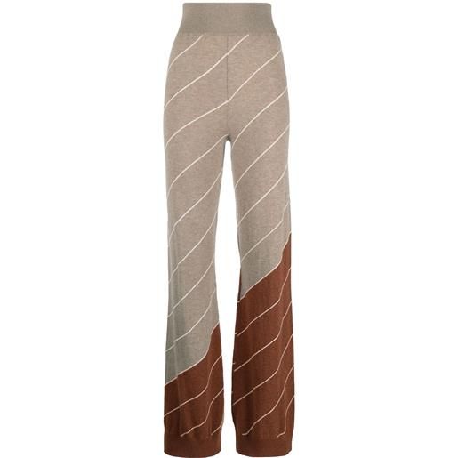 Stella McCartney pantaloni svasati a righe diagonali - toni neutri