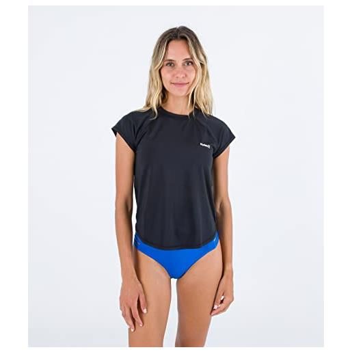 Hurley oao solid surf shirt maglietta rash guard, nero, xs donna