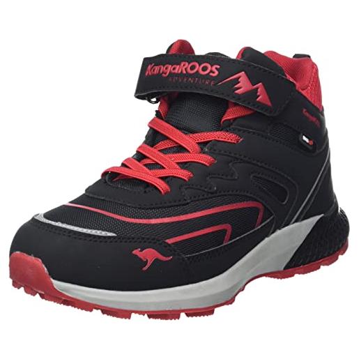KangaROOS k-hk teak mid ev rtx, scarpe da escursionismo unisex-adulto, jet black fiery red, 40 eu