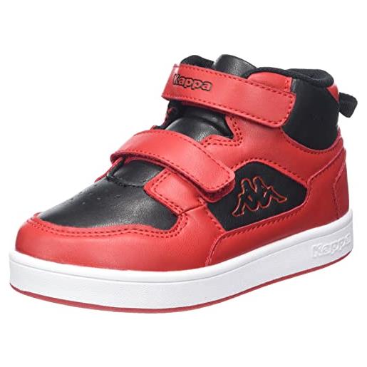 Kappa lineup mid m, scarpe da ginnastica unisex-bambini, rosso nero, 22 eu