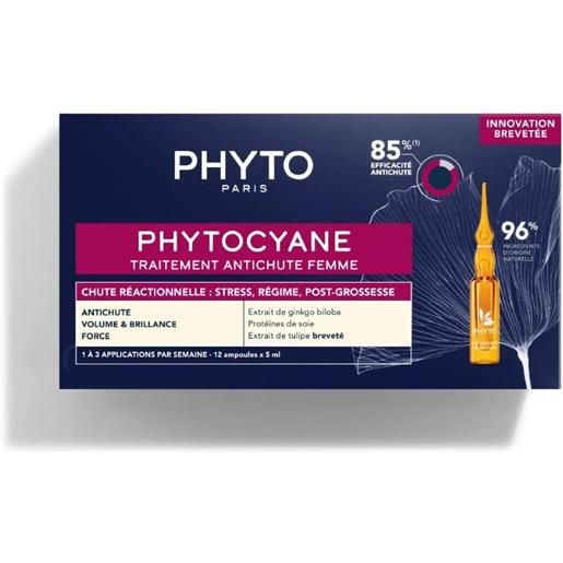 PHYTO (LABORATOIRE NATIVE IT.) phytocyane fiale anticaduta temporanea donna - trattamento per la caduta stagionale dei capelli - 12 fiale - 1 mese di trattamento